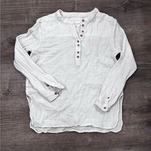 Anthropologie White Gauze Tunic Pullover  Size Small